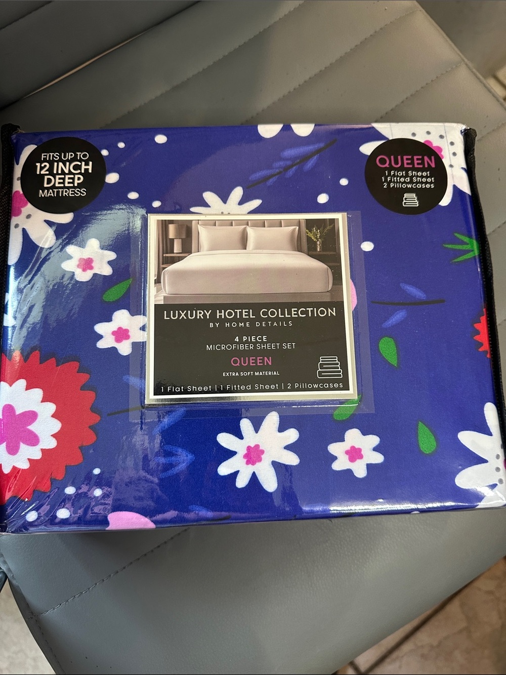 Hotel Collection Queen Microfiber Sheet Set - Blue Floral